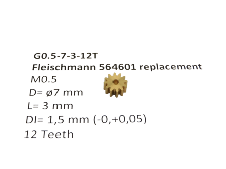 micromotor G0.5-7-3-12T tandwiel voor Fleischmann