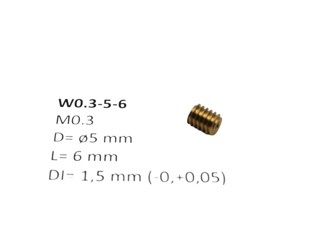 W0.3-5-6 M0.3 D=ø5 L=6 DI=1.5 mm wormwiel