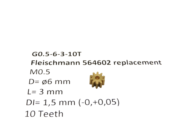 micromotor G0.5-6-3-10T tandwiel voor Fleischmann