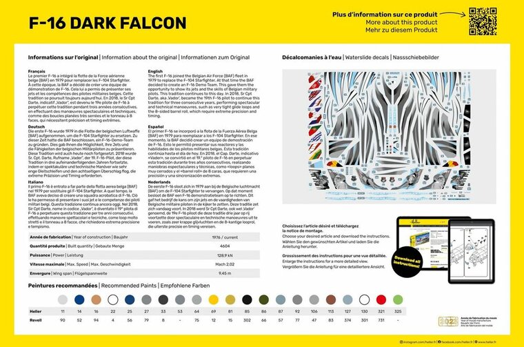 Heller 30411 F-16 Dark Falcon Bouwpakket Schaal 1:48