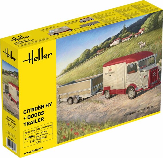 Heller 50331 Citroen HY + Goods Trailer Bouwpakket Schaal 1:24