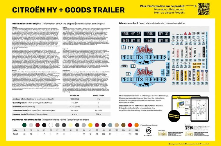 Heller 50331 Citroen HY + Goods Trailer Bouwpakket Schaal 1:24