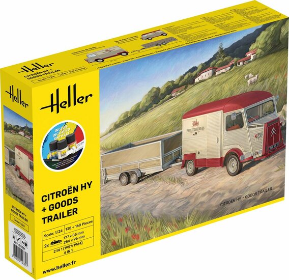 Heller 52331 STARTER KIT Citroen HY + Goods Trailer Bouwpakket Schaal 1:24