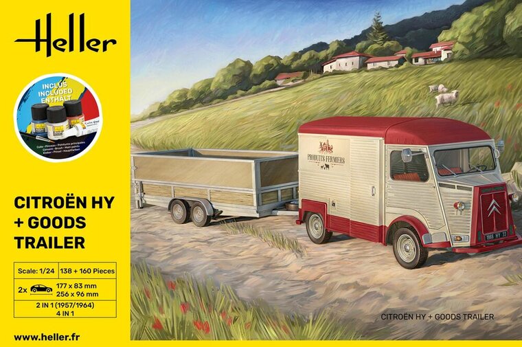 Heller 52331 STARTER KIT Citroen HY + Goods Trailer Bouwpakket Schaal 1:24