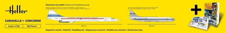 Heller 52333 STARTER KIT Caravelle + Concorde Bouwpakket Schaal 1:100