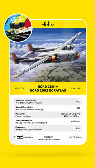 Heller 55374 STARTER KIT Nord 2501 + Nord 2502 &quot;NORATLAS&quot; TWINSET Bouwpakket Schaal 1:72