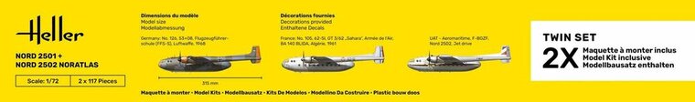 Heller 55374 STARTER KIT Nord 2501 + Nord 2502 &quot;NORATLAS&quot; TWINSET Bouwpakket Schaal 1:72