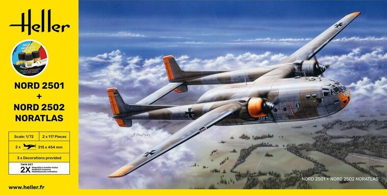 Heller 55374 STARTER KIT Nord 2501 + Nord 2502 &quot;NORATLAS&quot; TWINSET Bouwpakket Schaal 1:72