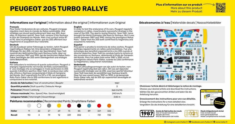 Heller 56189 STARTER KIT Peugeot 205 Turbo Rallye Bouwpakket Schaal 1:43