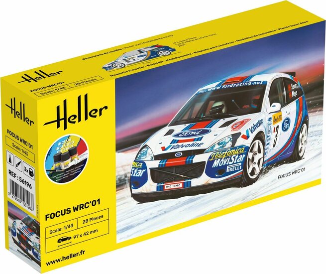 Heller 56196 STARTER KIT Focus WRC&#039;01 Bouwpakket Schaal 1:43