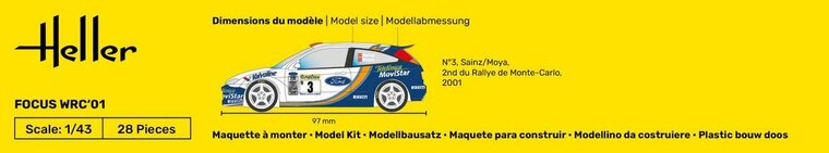 Heller 56196 STARTER KIT Focus WRC&#039;01 Bouwpakket Schaal 1:43