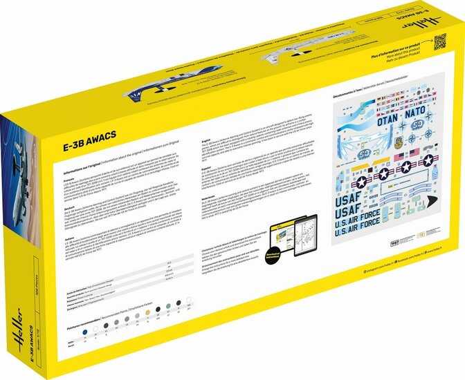 Heller 56308 STARTER KIT E-3B Awacs Bouwpakket Schaal 1:72