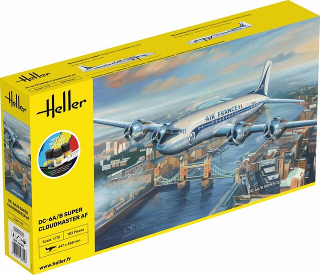 Heller 56315 STARTER KIT DC6 Super Cloudmaster AF Bouwpakket Schaal 1:72