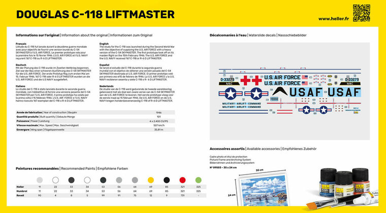 Heller 56317 STARTER KIT C-118 LIFTMASTER Bouwpakket Schaal 1:72