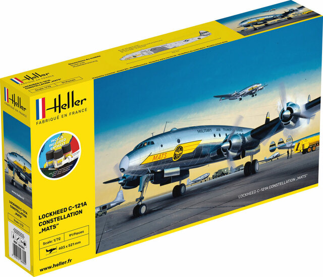 Heller 56382 STARTER KIT C-121A constellation &quot;MATS&quot; Bouwpakket Schaal 1:72