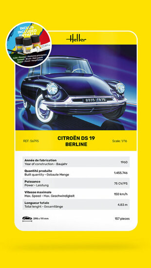 Heller 56795 STARTER KIT Citroen DS 19 Bouwpakket Schaal 1:16