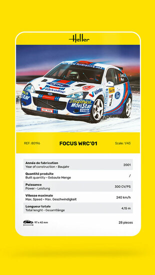 Heller 80196 Focus WRC&#039;01 Bouwpakket Schaal 1:43