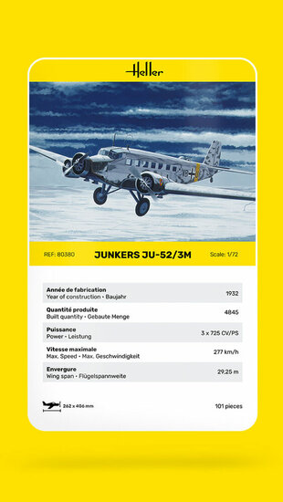 Heller 80380 Ju-52/3m Bouwpakket Schaal 1:72