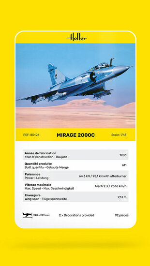 Heller 80426 Mirage 2000 C Bouwpakket Schaal 1:48