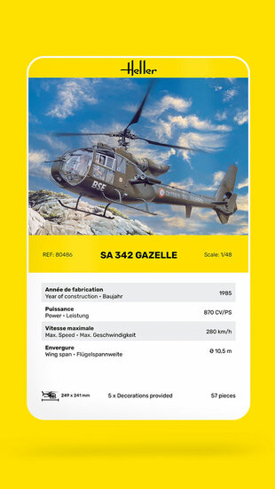 Heller 80486 SA 342 Gazelle Bouwpakket Schaal 1:48