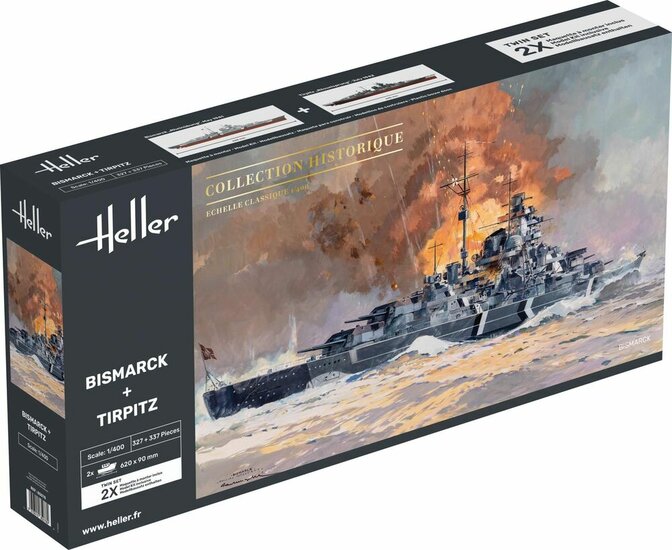 Heller 85078 Bismarck + Tirpitz TWINSET Bouwpakket Schaal 1:400