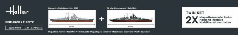 Heller 85078 Bismarck + Tirpitz TWINSET Bouwpakket Schaal 1:400