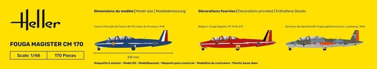 Heller 30510 Fouga Magister CM 170 Bouwpakket Schaal 1:48 vliegtuig