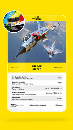 Heller 35422 STARTER KIT Mirage IIIE/RD Bouwpakket Schaal 1:48 vliegtuig