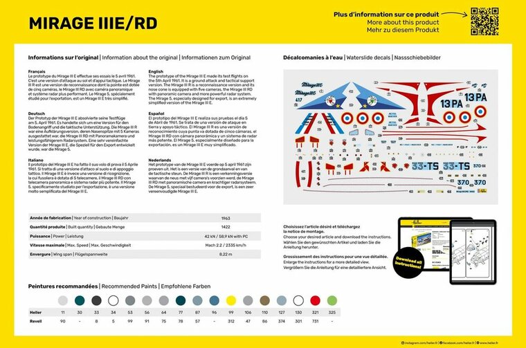 Heller 35422 STARTER KIT Mirage IIIE/RD Bouwpakket Schaal 1:48 vliegtuig