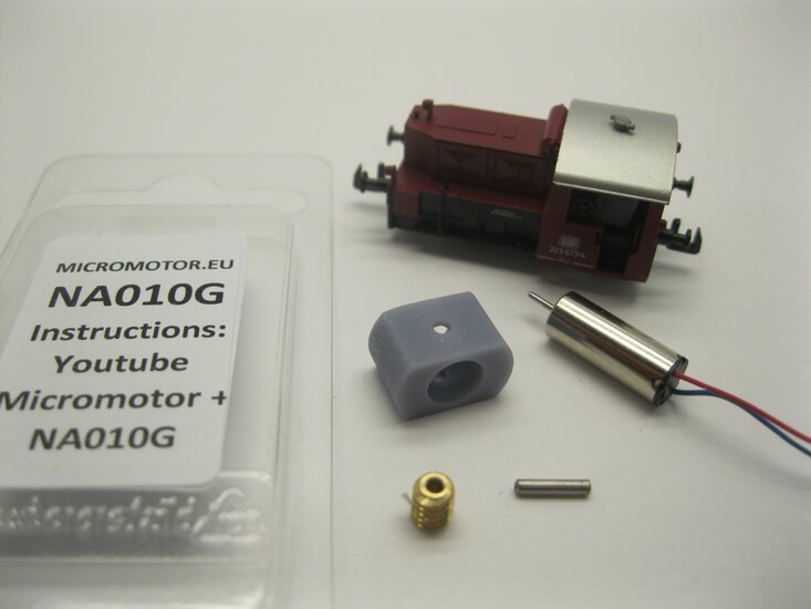 micromotor NA010G motor ombouwset Arnold K&ouml;f II, DB K&ouml;f III, DB BR 323, DB/Z&uuml;rcher/Bentheimer BR 332, DB BR 335 &Ouml;BB 0150, X130, X150, FS 213, SNCF YDE, SOB Tm 34, GKB 150