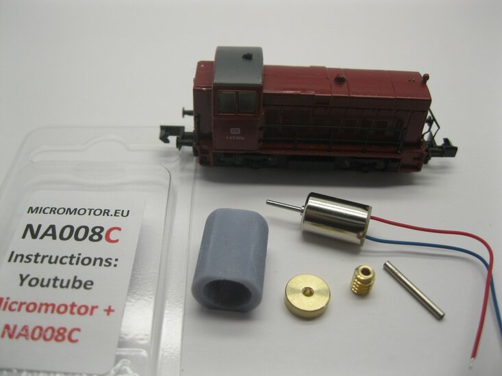 micromotor NA009C motor ombouwset voor Arnold DB DR DRG BR 78, SNCF 232 TC, KPEV T 18