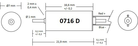 Micromotor 0716D motor 7x16 - double shaft