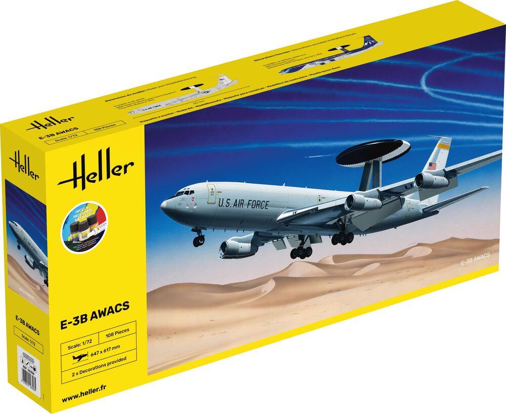 Heller 56308 STARTER KIT E-3B Awacs Bouwpakket Schaal 1:72