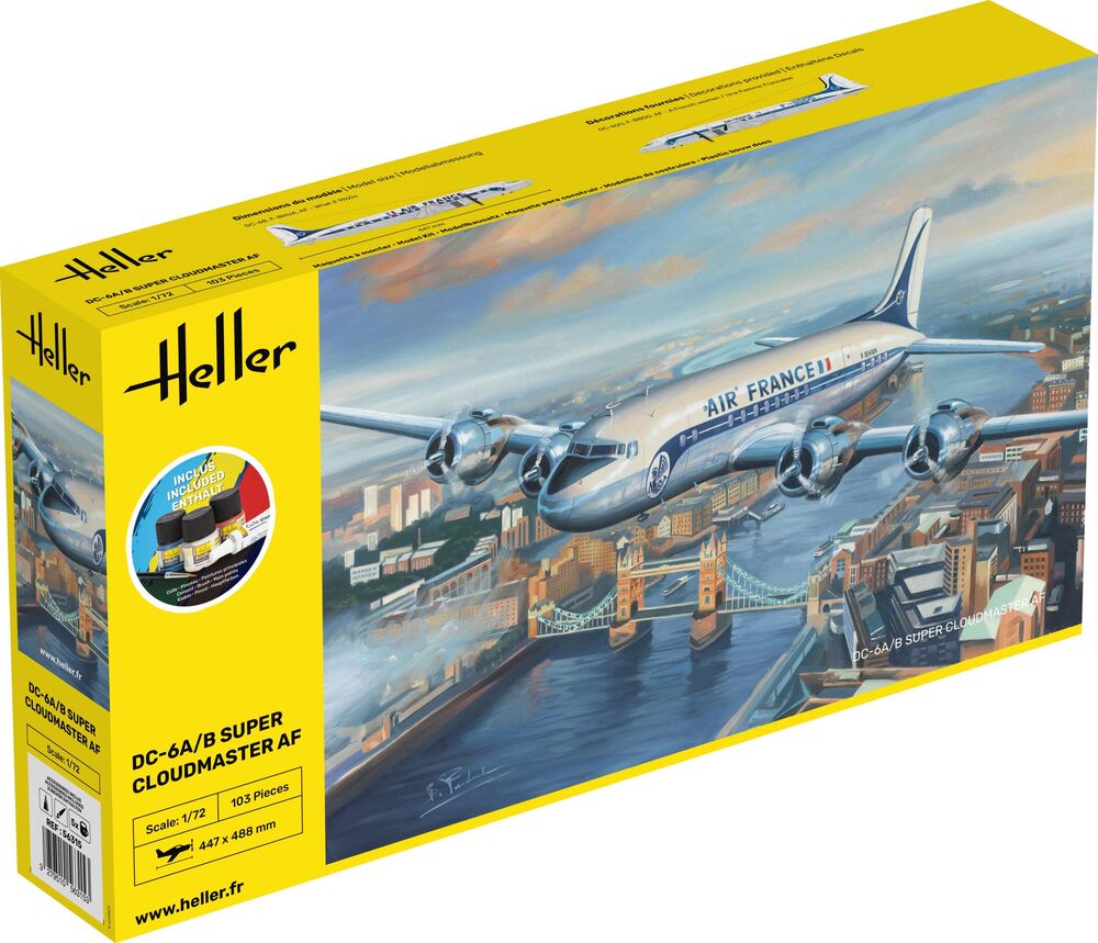 Heller 56315 STARTER KIT DC6 Super Cloudmaster AF Bouwpakket Schaal 1:72