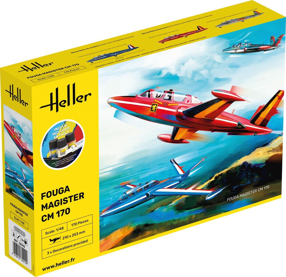 Heller 35510 STARTER KIT Fouga Magister CM 170 Bouwpakket Schaal 1:48 vliegtuig