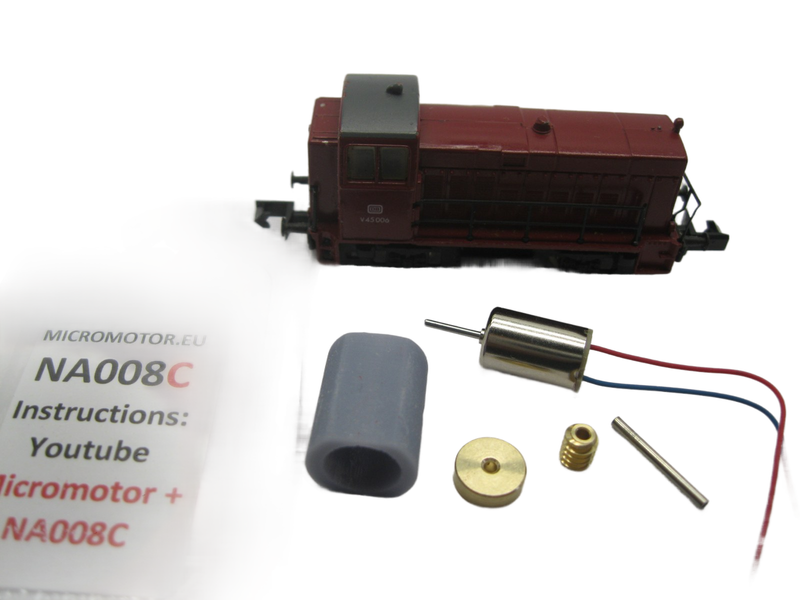 micromotor NA008C motor ombouwset voor Arnold V45 , SNCF Y 9200, SNCF Y 51115, SNCF Y 7530, BR D 2895