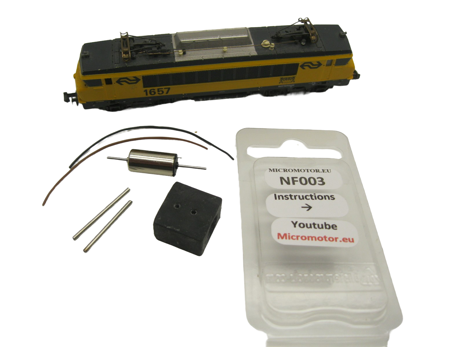 micromotor NF003G N ombouwset voor fleischmann NS1600 SNCF BB 1500, 1600, 22200, 7200