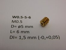 micromotor W0.5-5-6 wormwiel M0.5 D=ø5 L=6 DI=1.5 mm