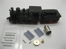 micromotor HSR003C HOe motor ombouwset voor Roco 31020-31021, 31023, 31028-31032, 33230-33234, 33236-33238, 33250-33251, 33253 33260-33267, 33272-33273, 33276-33277, 310203