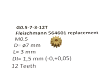 micromotor G0.5-7-3-12T tandwiel voor Fleischmann