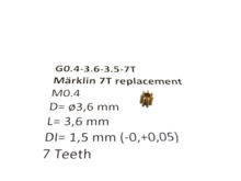 micromotor G0.4-3.6-3.5-7T tandwiel voor Marklin